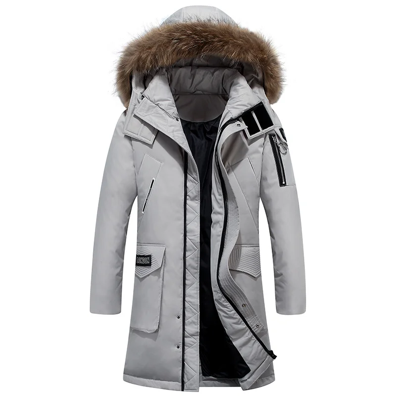 Real Fox Fashion Fur Collar Men's Winter Jacket Hooded Thick Warm Long Waterproof White Duck Down Coat Man Parkas Overcoat