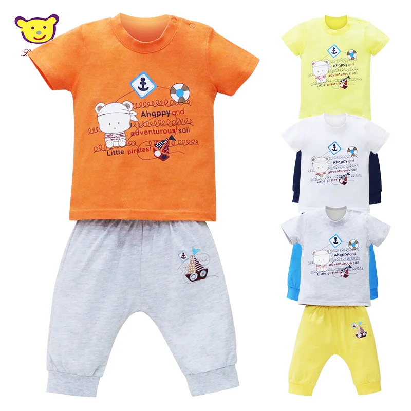 

Kid Baby Summer 100% Pure Cotton Sleeve T Shirt+Shorts Set Sport Sleisure Children Print Boys Clothes