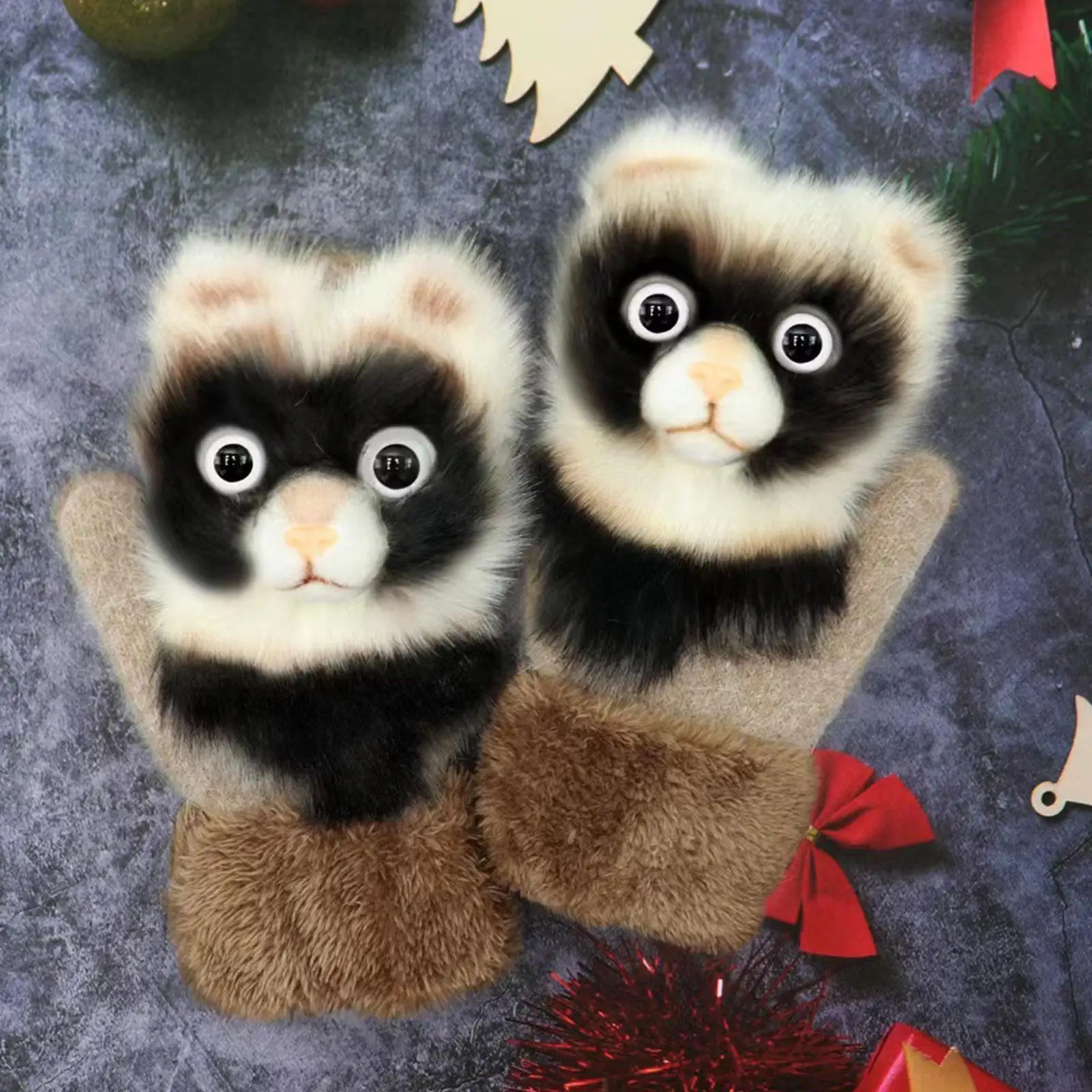 

1pair Women Winter Keep Warm Plush Animals Gloves Soft Fur Mittens Gloves Imitation Knitted Full Girls Plush Fashion Finger J4B7