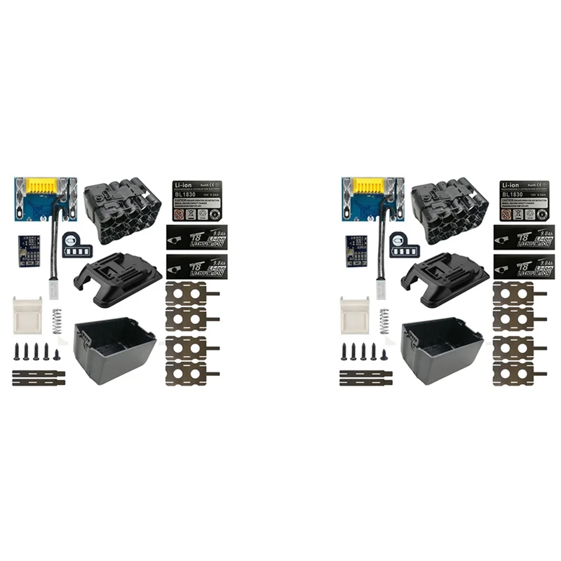 

2X DIY BL1890 Battery Case Charging Protection Board Shell Box For Makita 18V BL1860 9.0Ah With LED Battery Indicator