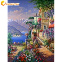 chenistory diy painting by number country road scenery drawing on canvas gift pictures by numbers kits handpainted art home deco