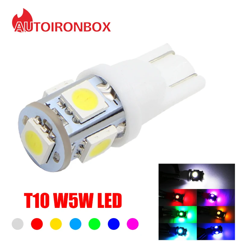 

1x Автомобиль 168 194 T10 5 SMD 5050 W5W светодиодный автомобильные Габаритные фонари интерьерные лампы 501 DC 12V