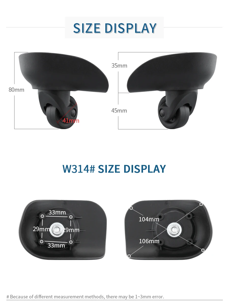 W314 Replacement Luggage Wheel Ssuitcase Accessories Password Box Wheels High Quality Silent Wear Resistant Parts Casters Wheels
