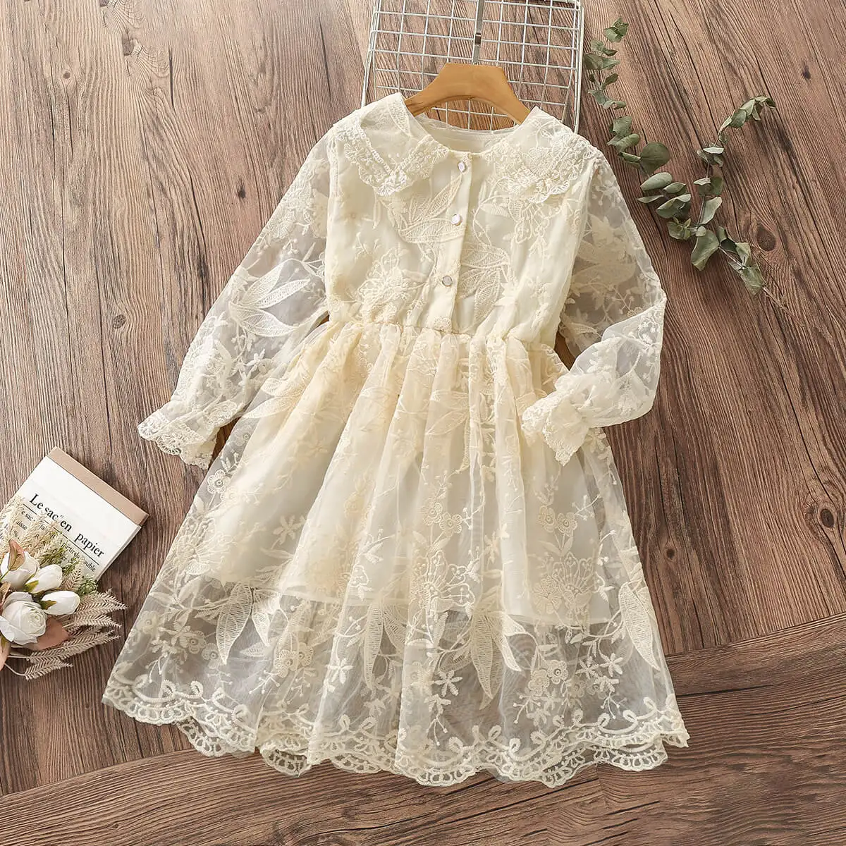 

Кружевное платье для девочек, одежда с длинным рукавом, детское платье принцессы вечерние, детская одежда, Детский костюм на весну и осень, м...