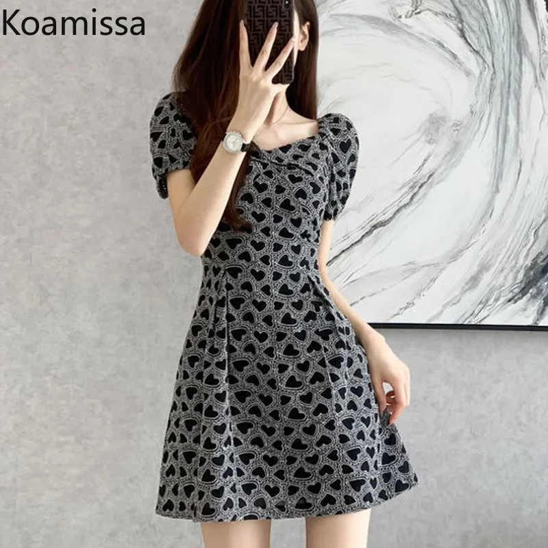 

Koamissa French Elegant Mini Dress for Women Short Sleeve Chiffon Slim A Line Bodycon Dresses Fashion Female Chic Party Vestidos