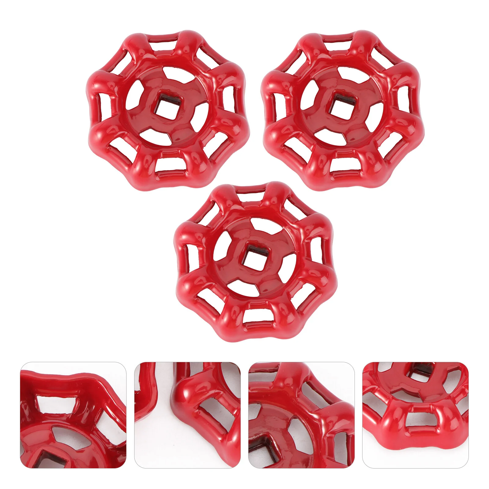 

3 Pcs Valve Decorative Handle Cast Iron Broach Shutoff Stainless Steel Red