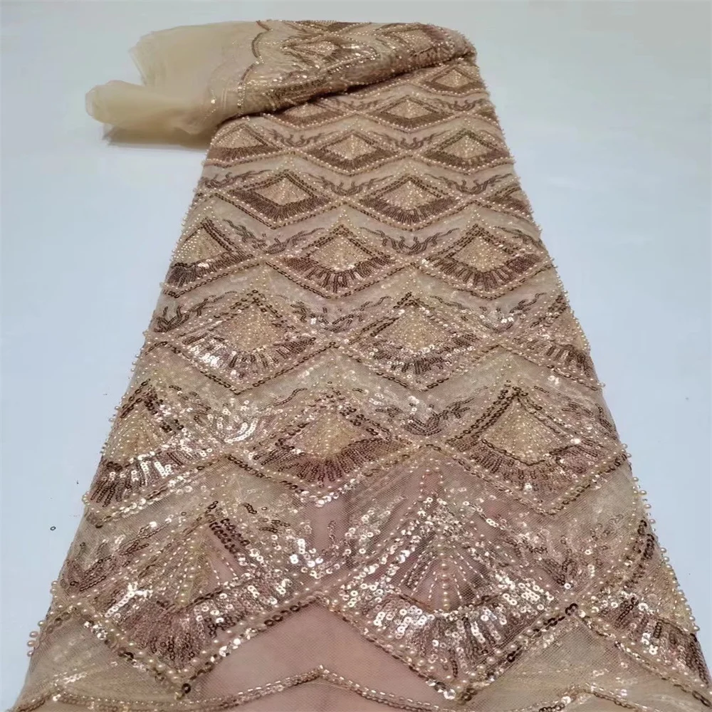 

SJ кружевная африканская кружевная ткань из бисера 2022 высококачественные кружевные блестки французское Тюлевое кружево нигерийские женские свадебные ткани