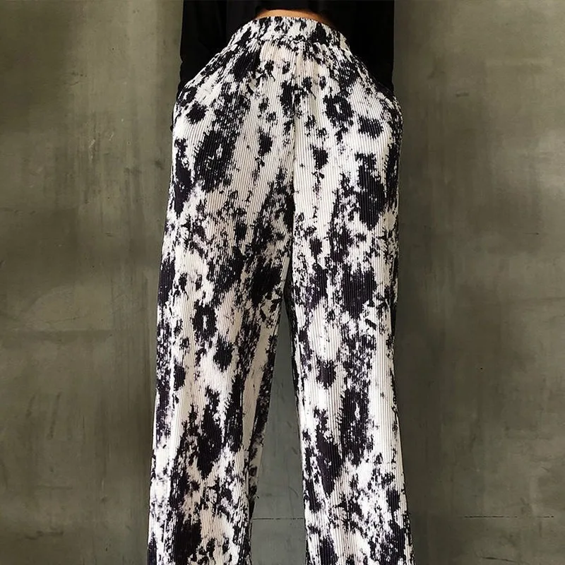 

Summer Tie Dye High-waist Wide-leg Pants Women 2021 New Style Women's Fashion Plus Size Pants Loose Casual Women Streetwear 4XL