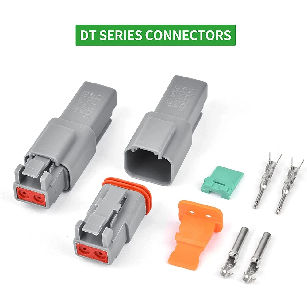 

Electrical Wire Connector Plug 8 Sets 2 Pin 16-20AWG Waterproof Sealed Auto Gray Male and Female Terminal Connectors