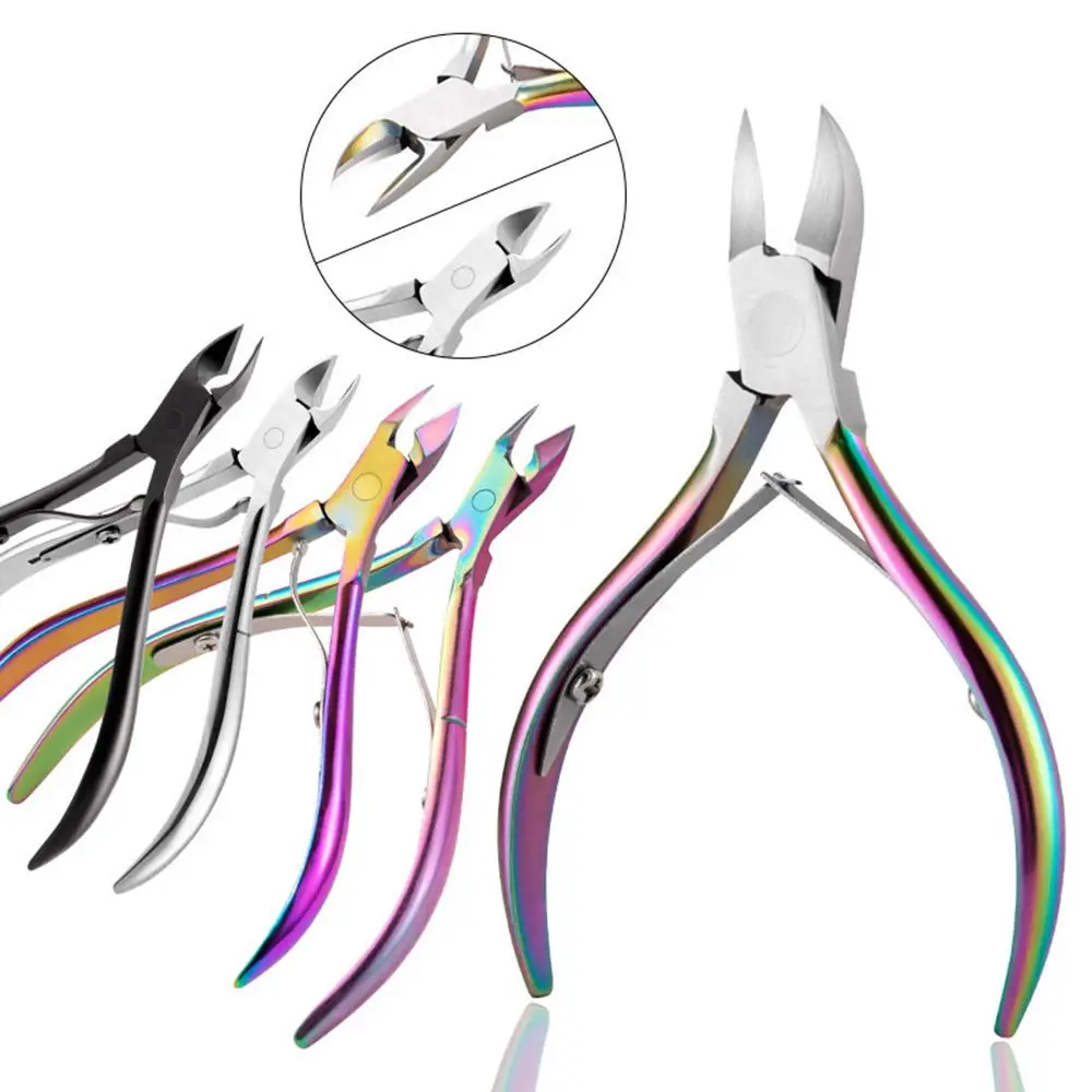 

1 PC Nail Cuticle Nipper Scissors Dead Skin Onychomycosis Remover Colorful Titanium Manicure Tool Eagle Beak Pliers