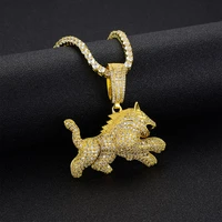 leopard panther pendant hip hop iced out bling necklace rapper jewelry cubic zirconia gold color sliver color