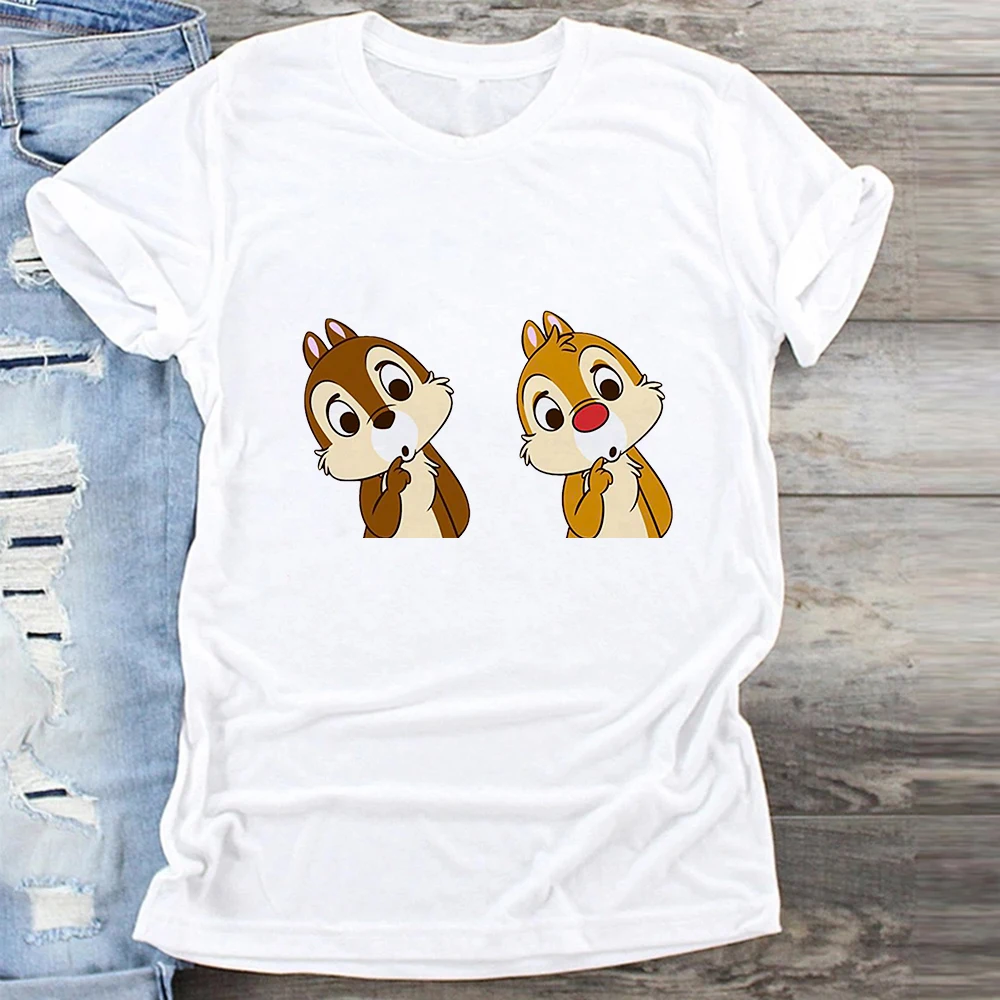 

Female Summer Brand Rock Harajuku Clothing Girl Tops Dropship Short Sleeve Tees Women Disney Chip and Dale T-shirts