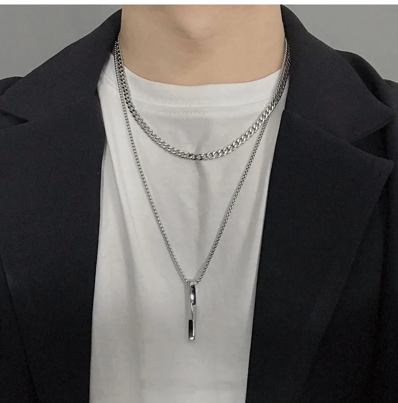 

Hot Sale Simple Spiral Long Cuban Chain Double Layer Double Wear Necklace Hip Hop Fashion Party Jewelry Gift