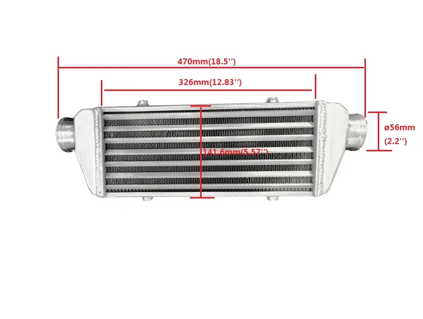 

18" x 6" x 2" / 140 x 330 x 50 MM FMIC UNIVERSAL ALUMINUM TURBO INTERCOOLER 56 mm/ 2.25" IN/OUTLET