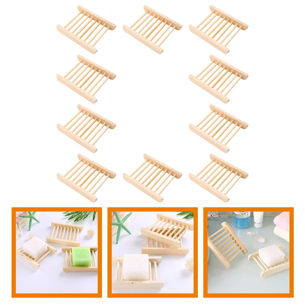 

10pcs Soap Wooden Tray Countertop Soap Storage Tray Washbasin Soap Draining Tray