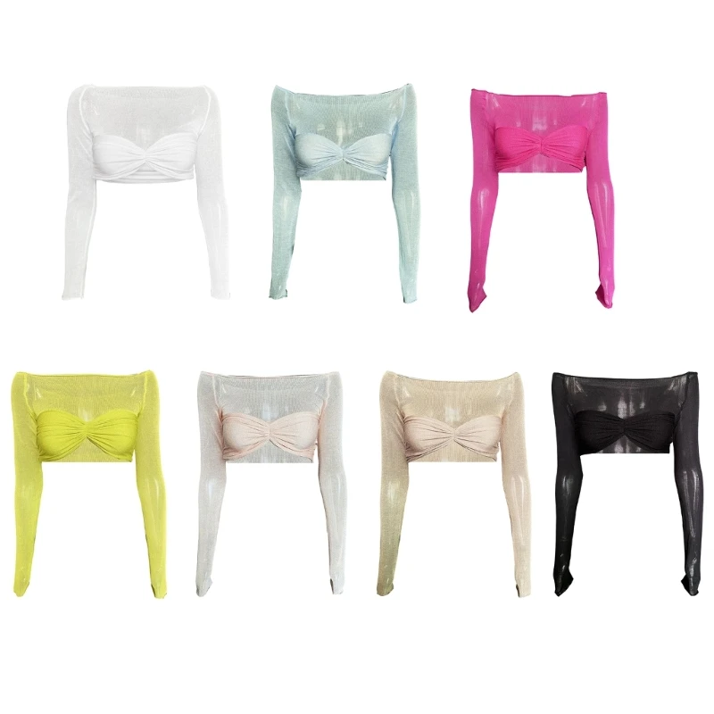 

Womens Slim-Fit Tops Ruched Twisted Stretchy Tube Top Blouse Sexy Off Shoulder