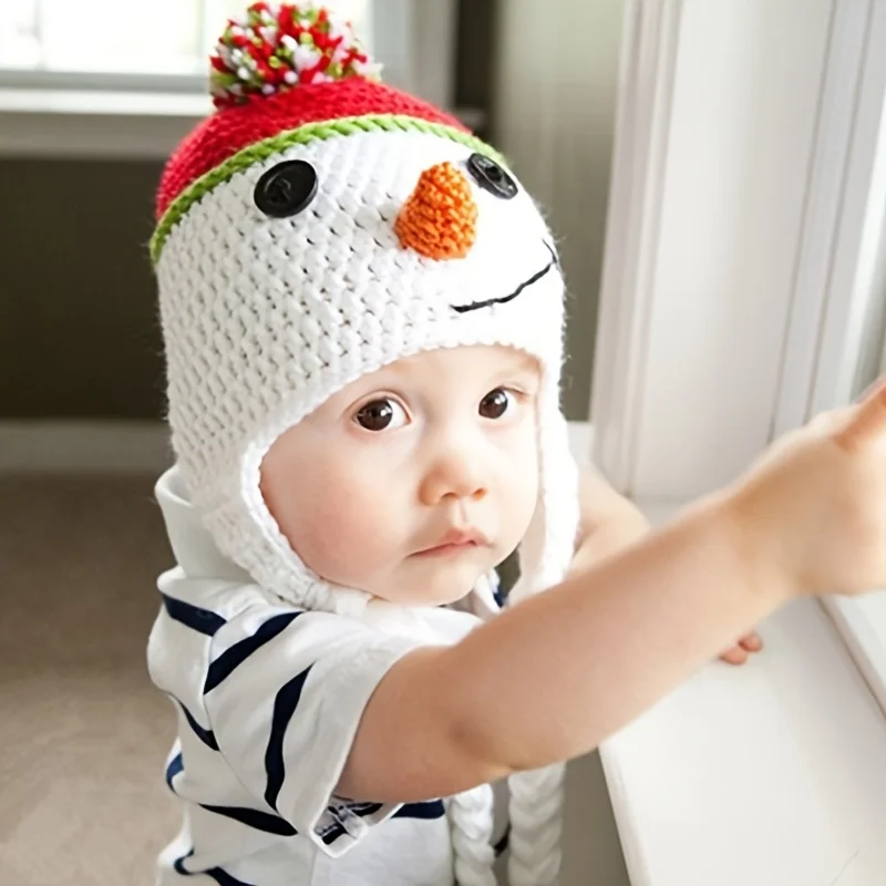 

Newborn Winter Hat Photography Props Accessories Baby Cartoon Knitted Handmade Cap With Braid Animal Infant Photo Prop