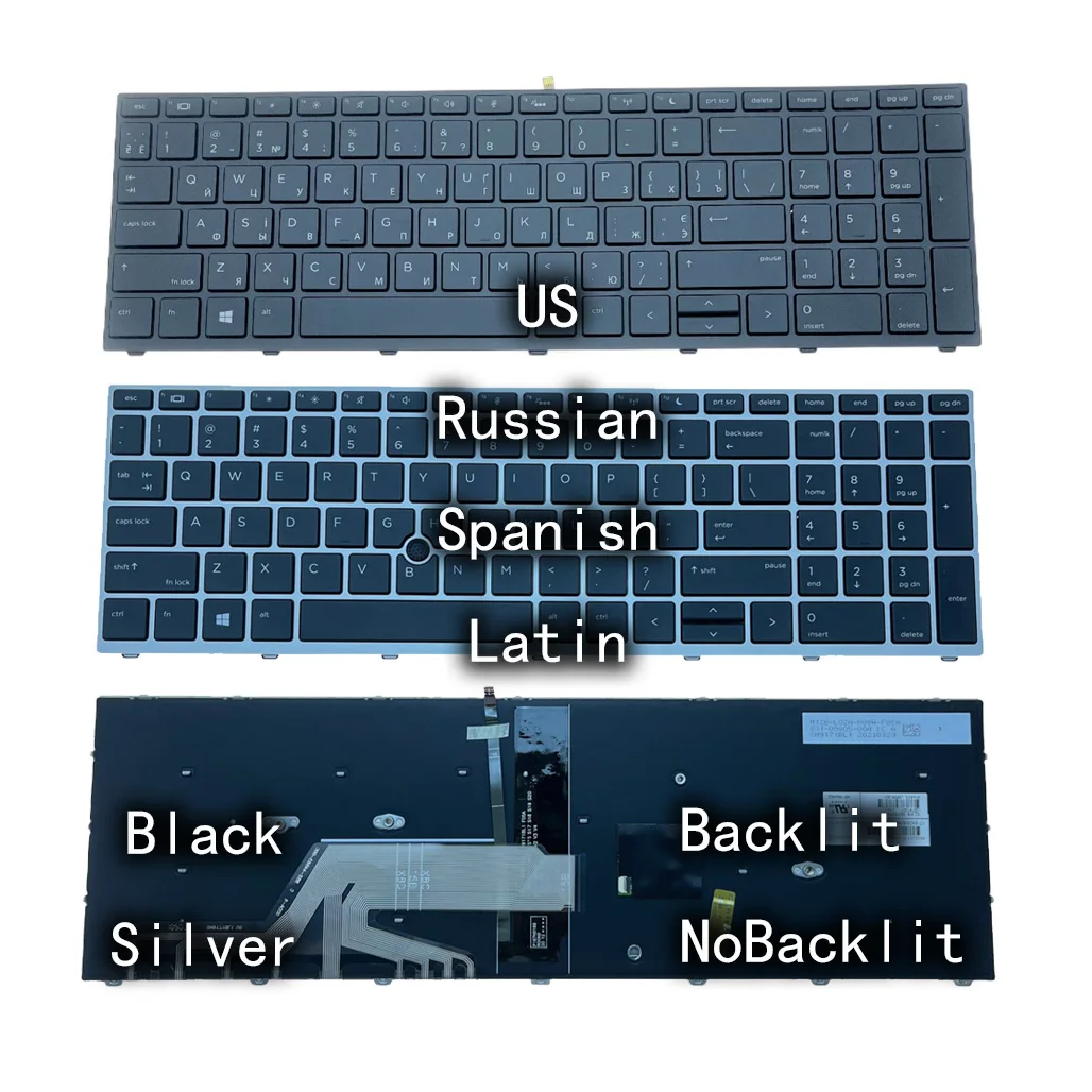New US RU SP Laptop Backlit Keyboard For HP Probook 450 G5 / 455 G5 / 470 G5 / 650 G4 / 650 G5 X8CA