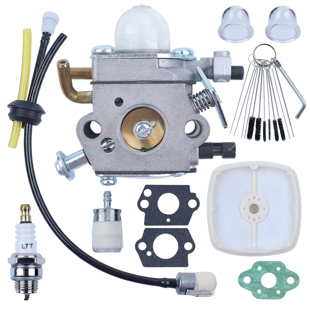 

Carburetor w Carbon Dirty Jet Cleaner Tool Air Filter Kit For Echo PB-200 PB201 ES210 ES211 C1U-K78 Primer Bulb