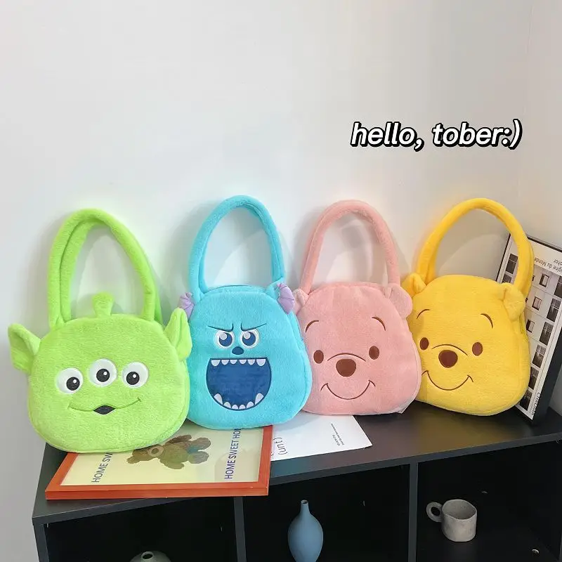 

2023 New Kawaii Disney Anime Winnie Bear Alien Sullivan Plush Cartoon Large Capacity One-Shoulder Bag Creative Girls Handbag