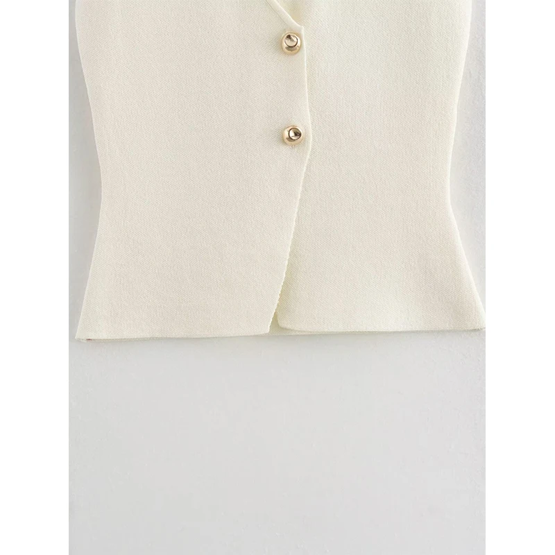 Женский трикотажный топ на пуговицах спереди с V-образным вырезом