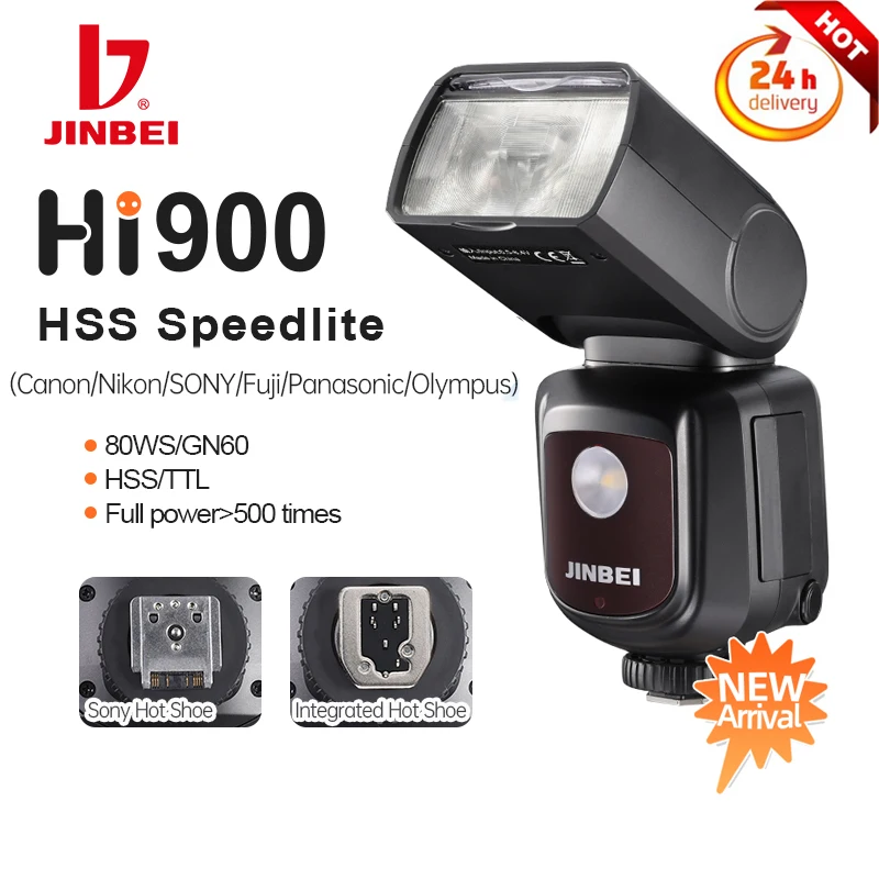 

JINBEI HI900 Flash Light TTL HSS Speedlite Photography Light w/ Universal Hot Shoe for Canon Nikon Sony Fuji Olympus Panasonic