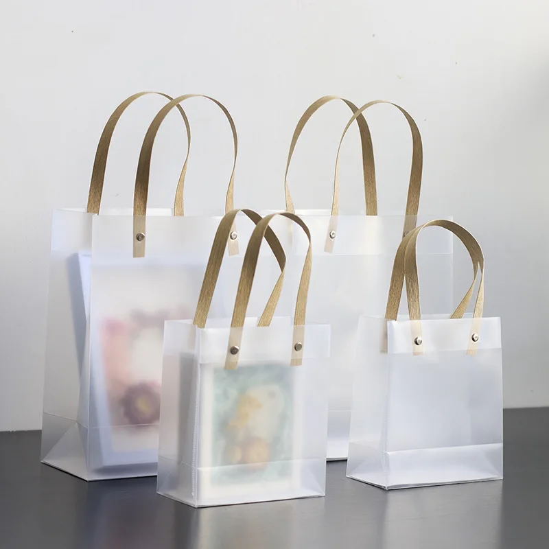 

Frosted Clear Plastic Gift Tote Bag Makeup Bag Party Decoration