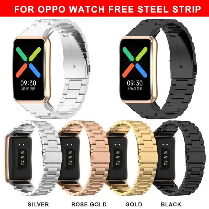 

Ремешок для часов Oppo Watch Free, металлический ремешок из нержавеющей стали для Oppo Watch Free Three Bead стальной ремешок, удобный браслет