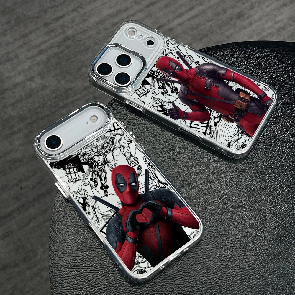 Фото Забавный чехол для телефона с Дэдпулом для Apple iPhone 17 Air 16 16e 15 14 13 12 11 Pro Max X Xs XR 8 Plus, роскошный прозрачный чехол №2