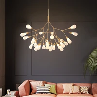 dining living room led chandelier firefly creative nordic iron lighting hanging fixtures study bedroom lobby glass branch lamp