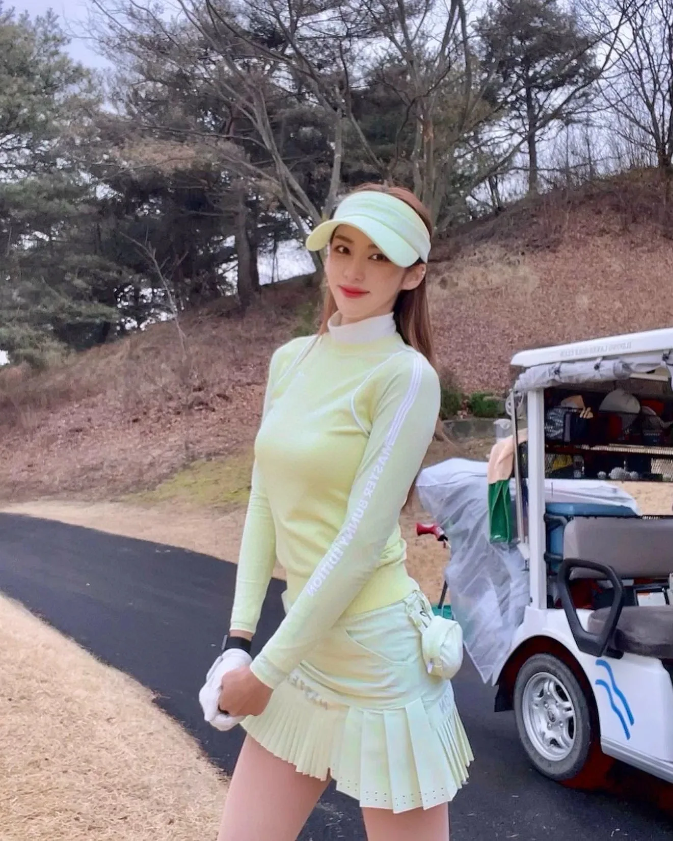 Spring/summer 2022 New Golf women's Ice silk long sleeve knit, suntan ice silk printed floral sleeve, outdoor sports casual