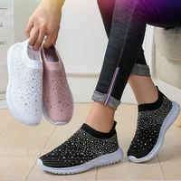 comfortable soft sole flats breathable mesh sneakers womens plus size non slip casual shoes womens crystal