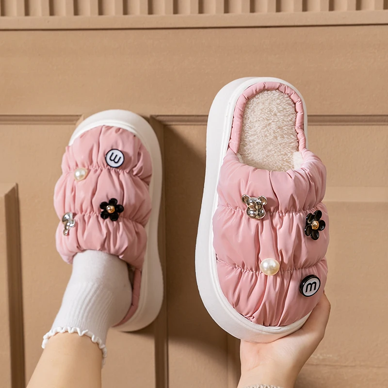 Женские зимние домашние тапочки женская обувь теплые хлопковые с запахом