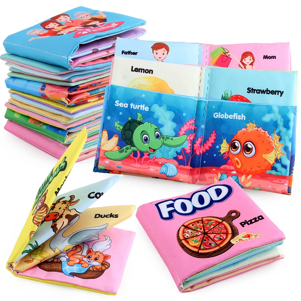 Baby Cloth Book Animal Tails Fabric Books Toddler Develop Cognition Kids Early Educational Toy Reading Puzzle Book Learning Toy