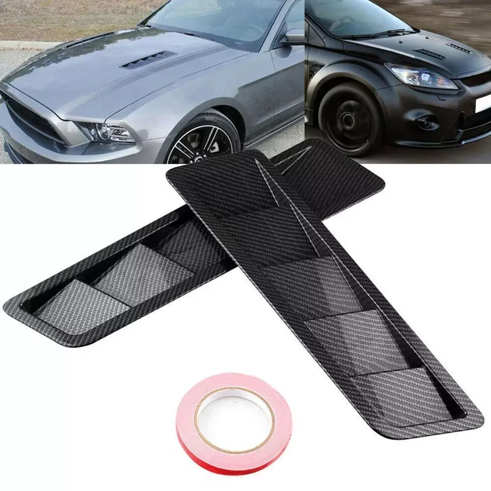 

Universal Carbon Fiber Style Hood Vents For Mustang Air Flow Intake Hood Self-Adhesive Louver Window Cooling Panel