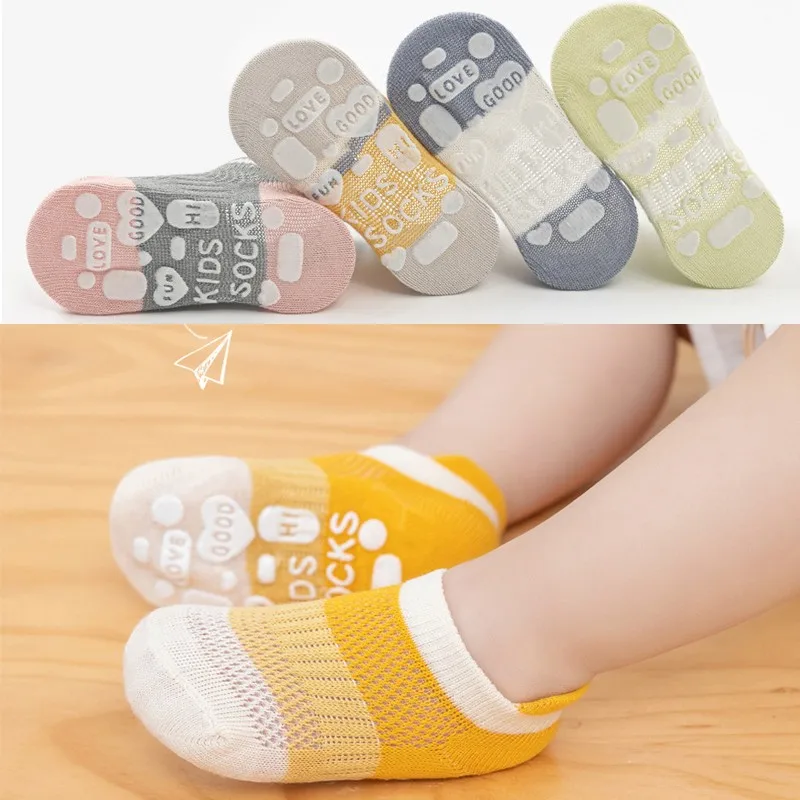 

Children Socks Baby Floor Socks 5 Pairs Summer Baby Breathable Mesh Trampoline Socks Kids Girls Boys Non-slip Rubber Boat Socks