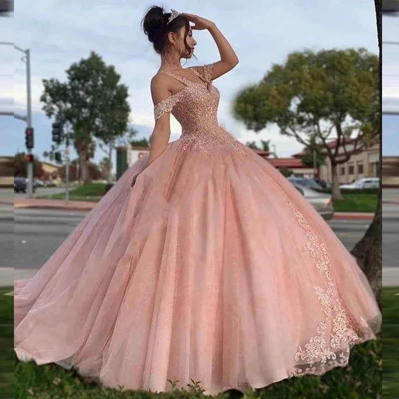 BOMARIS бальное платье с румянами и бретельками платья Quinceanera 15 кружевное в форме