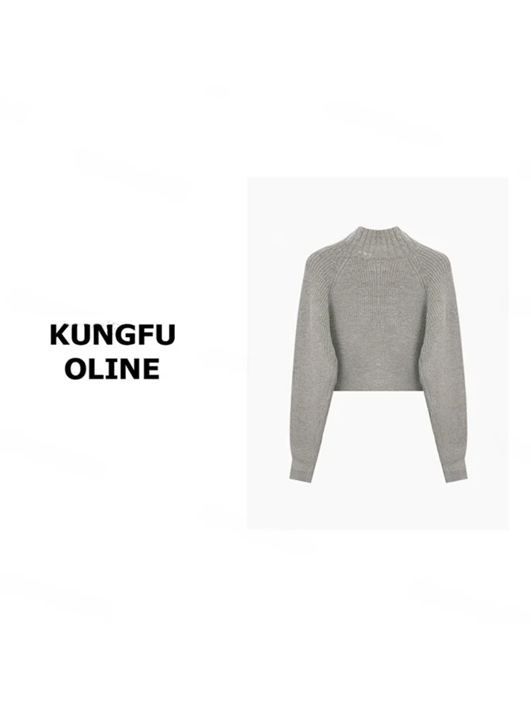 Вязаный кардиган контрастного цвета с вышивкой котенка женский зимний