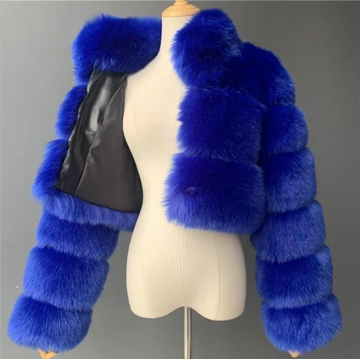 Winter Clothes Women Warm 2022 New style Imitation Fur Short Coat Fashion Stand Collar Zipper Long sleeve Coats Outwear