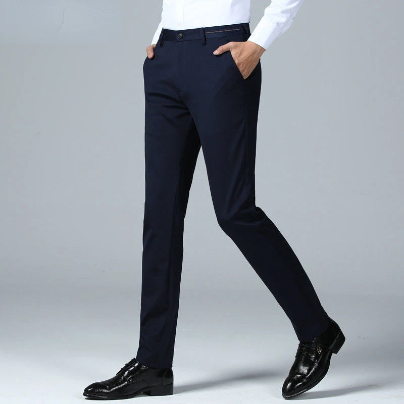 

2022 Spring Autumn New Men's Slim Casual Pants Fashion Business Stretch Straight Formal Trousers Men Brand Solid Pant Z290