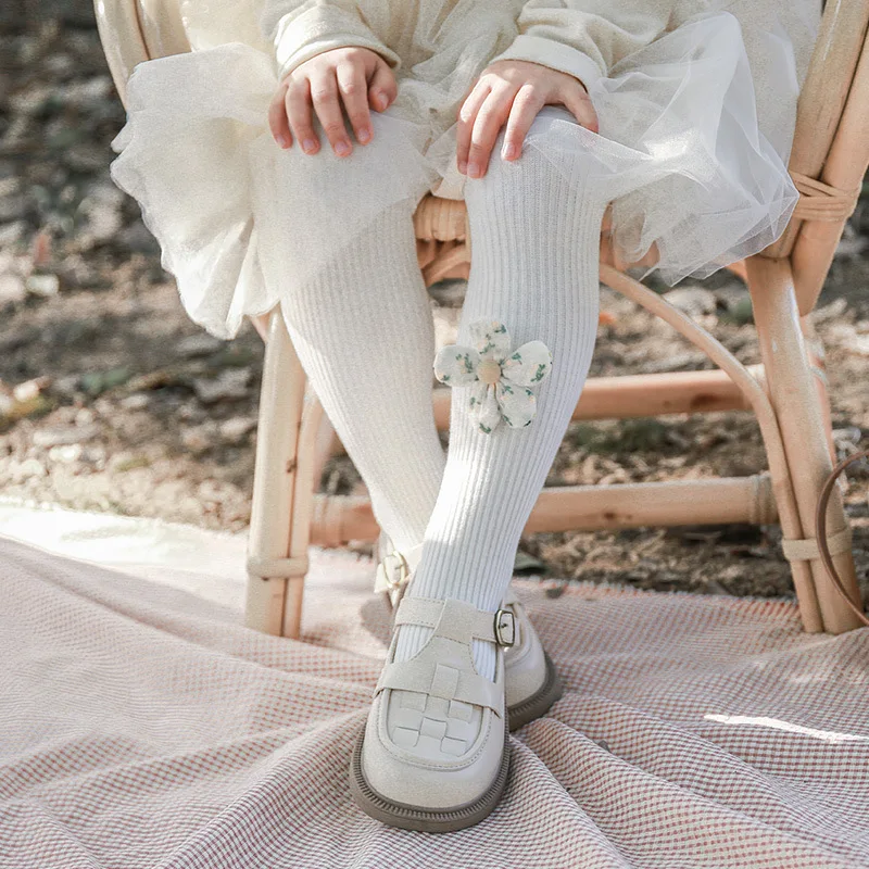 

Spring Autumn Kids Knitted Children Pantyhose Floral Flower Tights Girls Pants Baby Girl One-Piece Trousers Clothes