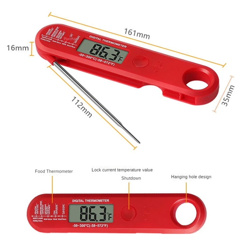 Складной термометр для мяса цифровой с мгновенным считыванием приготовления