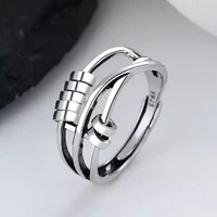 dainty anxiety rings for women runner fidget anxiety ring with bead adjustable rotatable anti stress ring relief jewelry gifts