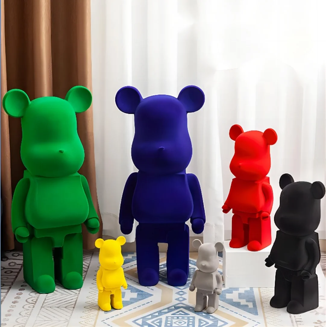 

Home Decoration Accessories Flocking Resin Bearbrick 27cm 400% Statue Bear Sculpture Figure Ornaments Kawaii Room Decor