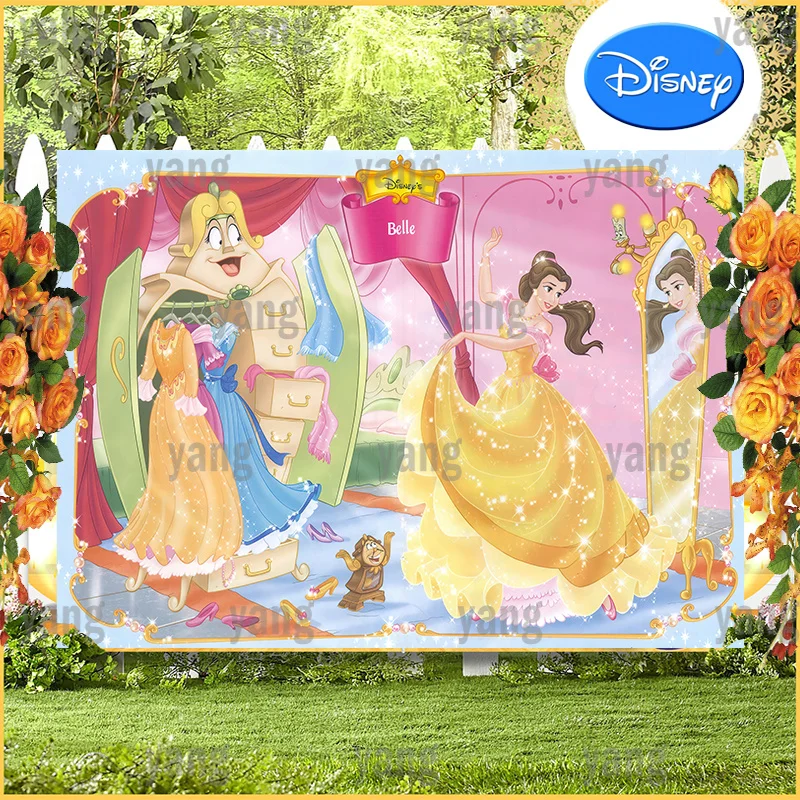 Colorful Wedding Disney Backdrop Birthday Party Beauty and the Beast Belle Girls Princess Change The Game Background Baby Shower