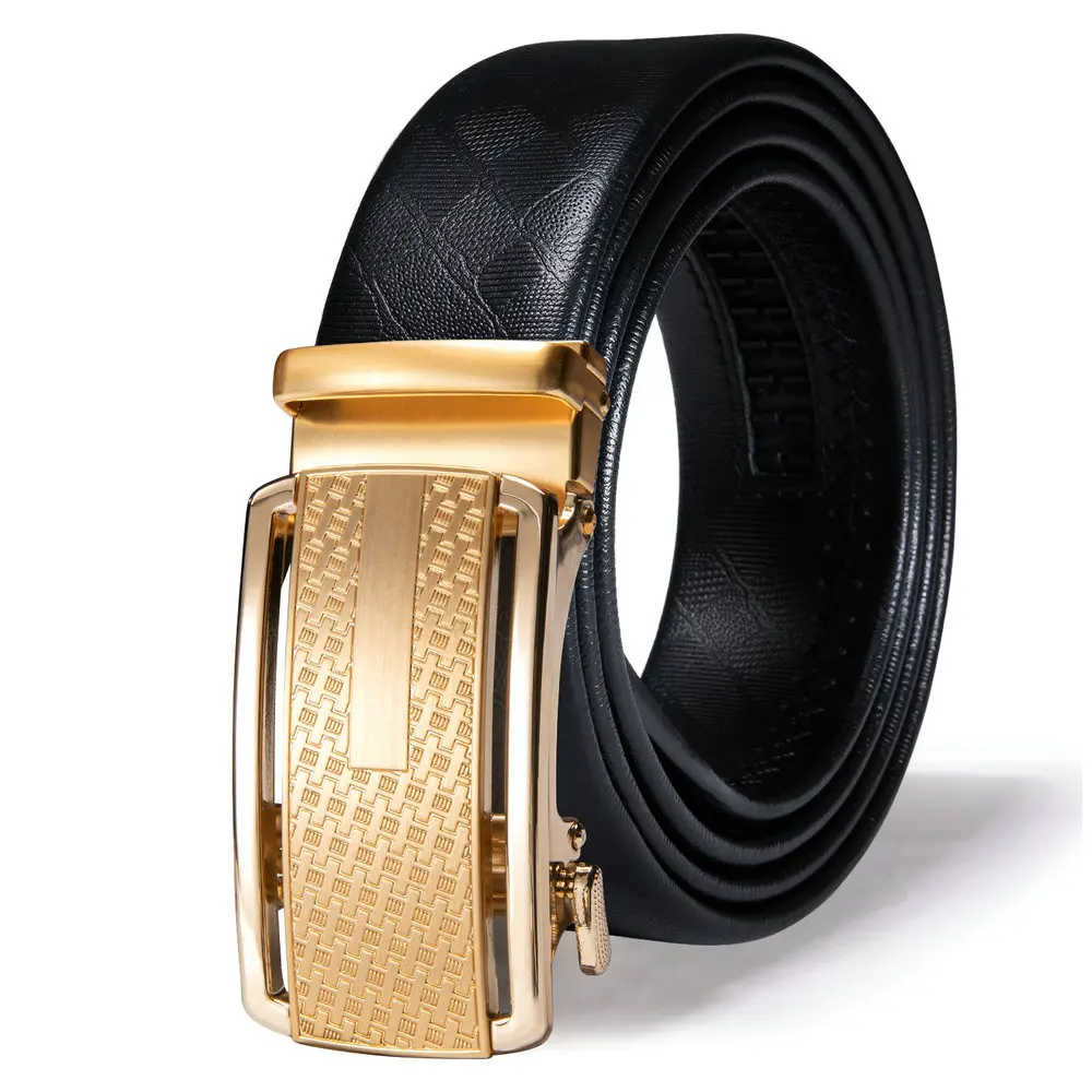 

Blet For Men Luxury Brand Black Genuine Leather Gold Metal Automatic Buckle High Qualtity Cowskin Jeans Strap Male DK-2301