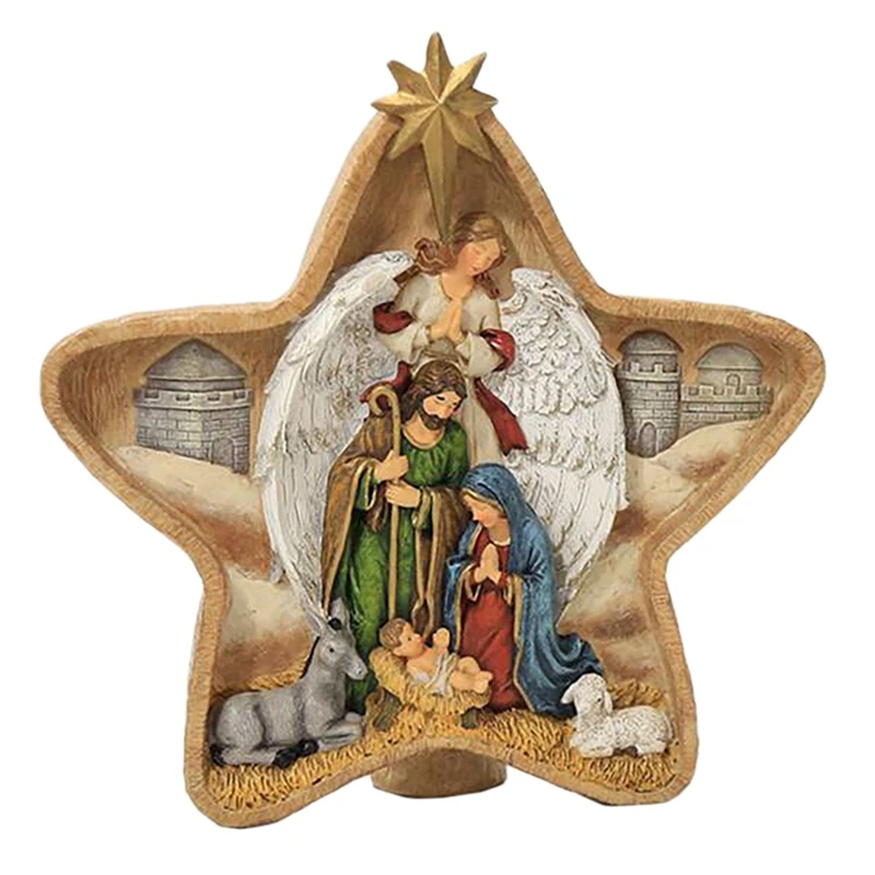 

Nativity Scene Baby Jesus Manger Christmas Crib Figurines Miniatures Ornament Church Christmas Gift Home Decor
