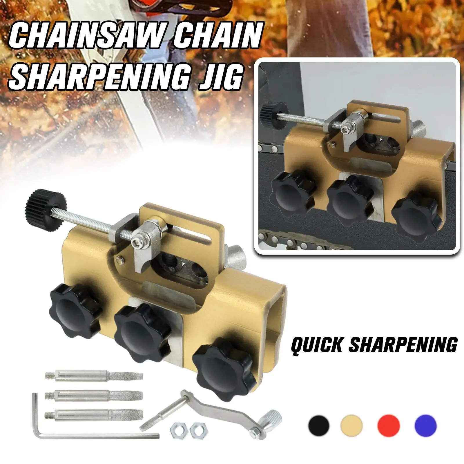 

Chainsaw Sharpener With 3PCS Grinder Stones Aluminium Chainsaw Sharpening Jig Chain Saw Drill Sharpen Tool For Most Electric Saw