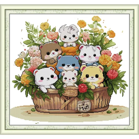 Soulgift News Набор для вышивки крестом "Корзина-кошка"