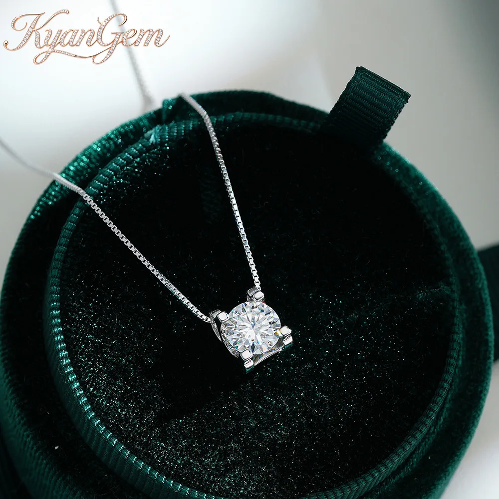 Фото Ожерелье KyanGem Platinum PT950 с муассанитом 1/2 карата в форме головы быка для женщин, классический кулон-чокер с цепочкой-коробкой №1